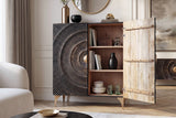 Highboard GOLDEN SUNSET 120cm 3D Mangoholz schwarz gold