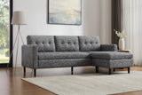 Ecksofa STOCKHOLM 220cm 3-Sitzer Federkern Strukturstoff grau