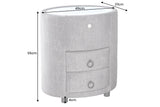 Bedside table SIGNUM oval w/ LED light 55cm velvet grey