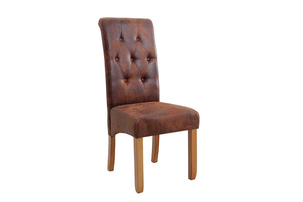 Chair CASA w/ neck roll microfibre whisky brown