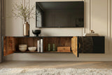 TV-Board GOLDEN SUNSET 160cm 3D hängend Mangoholz schwarz