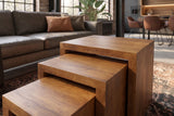 Beistelltisch MAKASSAR 25-45 cm 3er-Set Mangoholz honigfarben lasiert