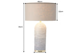 Tischleuchte ZEA 60cm Farbverlauf Seegras natur braun gold mit Lampenschirm grobes Leinen braun