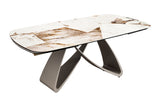 Dining table INFINITY 180-220-260cm boat-shaped extendable italian patagonia ceramic white brown