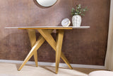 Console ART LIVING 140cm ceramic white marble top w/ champagne golden frame