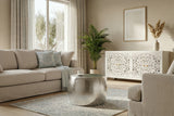 Coffee table ORIENT 60cm hammer stroke effect silver