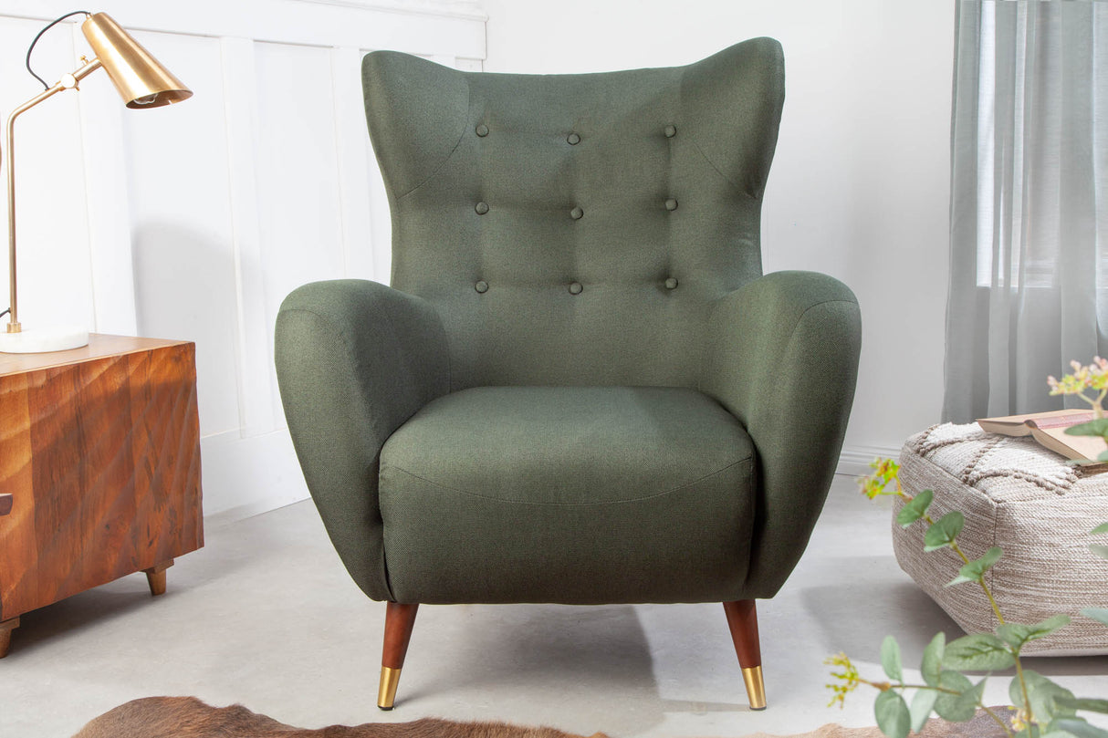 Wing chair DON flat woven fabric bottle-green