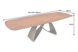 Dining table INFINITY 180-220-260cm boat-shaped extendable spanish ceramic rust brown