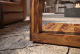 Coffee table GIANT M 60x60cm sheesham wood natural stone finish