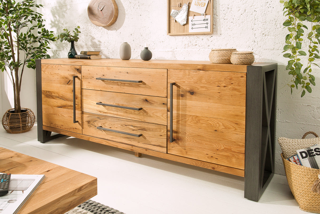 Sideboard THOR 200cm wild oak wood industrial style