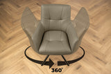 Swivel chair SIGNATURE 360° w/ armrests spring core leather taupe rotatable