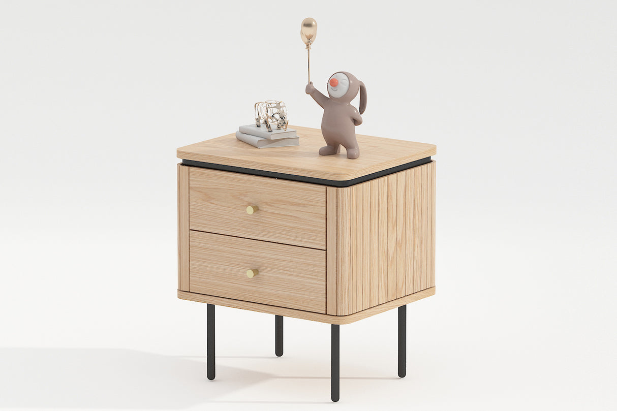 Bedside table ATELIER 55cm natural oak wood look w/ black legs