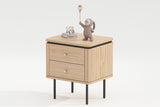 Bedside table ATELIER 55cm natural oak wood look w/ black legs