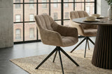 Swivel chair PAPILLON rotatable 180° w/ armrests velvet champagne greige