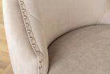 Chair CASTLE DELUXE w/ lion´s head handle velvet cappucchino legs black in chesterfield style