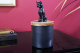 Sculpture tin PANTHER 20cm iron black mango wood natural
