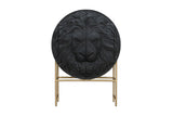 Highboard LION 140cm 3D Mangoholz schwarz goldener Rahmen