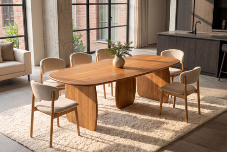 Dining table SCULPTURA 240cm oval sculptural frame acacia wood brown