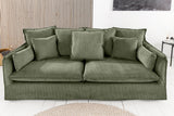 Sofa HEAVEN 200cm 3-Sitzer Federkern abnehmbarer Bezug Cord grün
