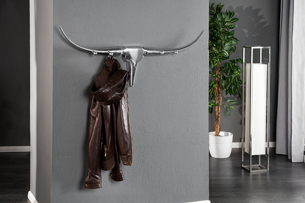 Wanddeko Garderobe BULL 100cm Aluminium silber