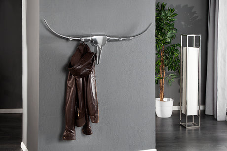 Wanddeko Garderobe BULL 100cm Aluminium silber