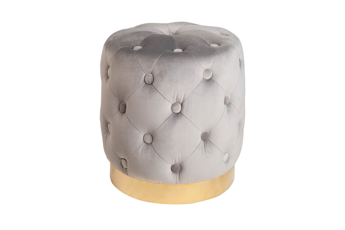 Taburet MODERN BAROCK 35cm sametově šedý/zlatý