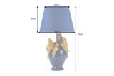 Tischleuchte PARROT 50 cm goldblau mit Stoffschirm