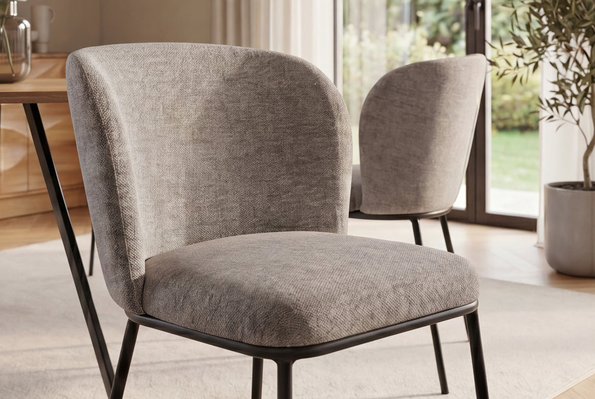 Stuhl LYON Metallgestell schwarz graubeige