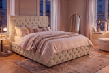 Bed PARIS CHESTERFIELD 180x200cm linen fabric beige