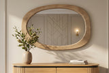 Wallmirror ORGANIC 105cm oval pine wood natural beige