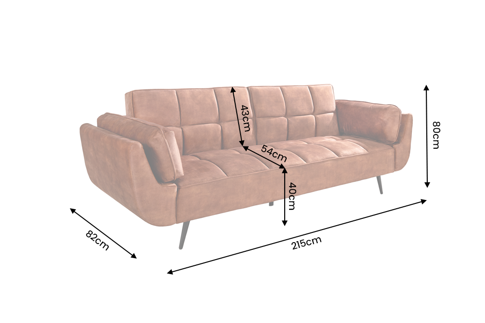Schlafsofa BOUTIQUE 215cm 3-Sitzer Samt Rostbraun