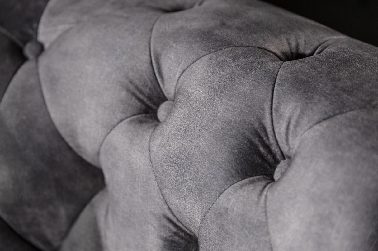Sofa CHESTERFIELD 205cm 3-Sitzer Samt grau