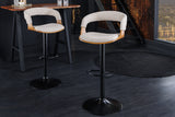 Bar stool MANHATTAN 64-85cm rotatable textured fabric beige and ash wood