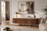 TV-Board GATSBY 160cm retro style mango wood travertine top brown gold