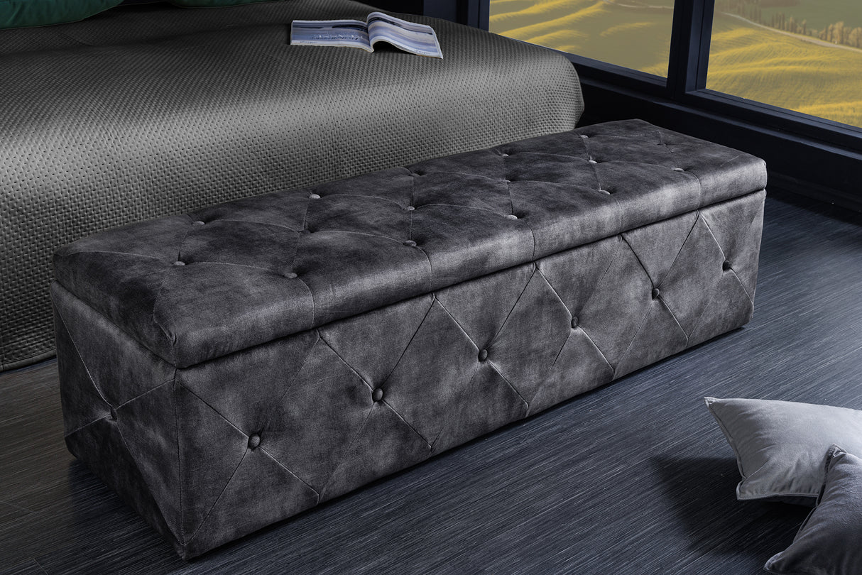 Bench EXTRAVAGANCIA 140cm microfibre antique grey