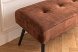 Bench BOUTIQUE 100cm button tufted look velvet rust brown w/ black metal legs