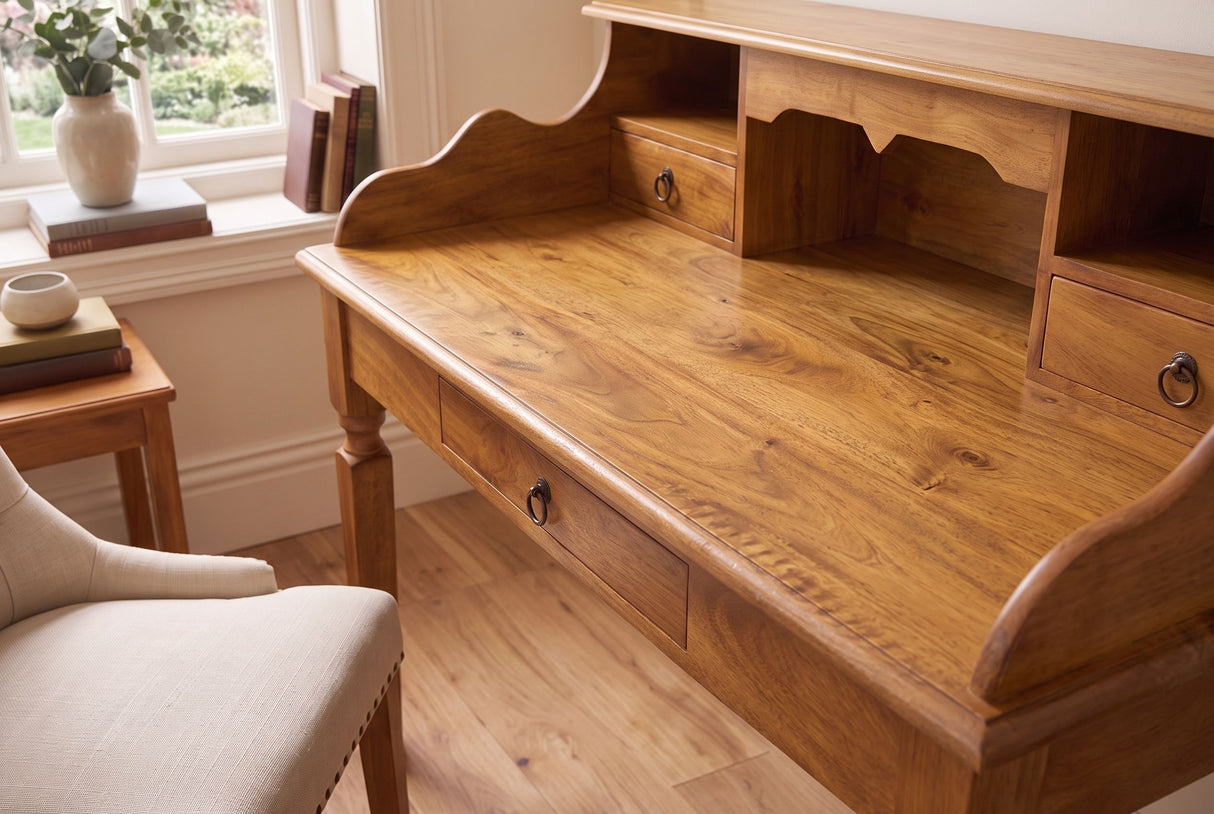 Davenport-Schreibtisch HEMINGWAY 115cm Mangoholz Honig-Finish