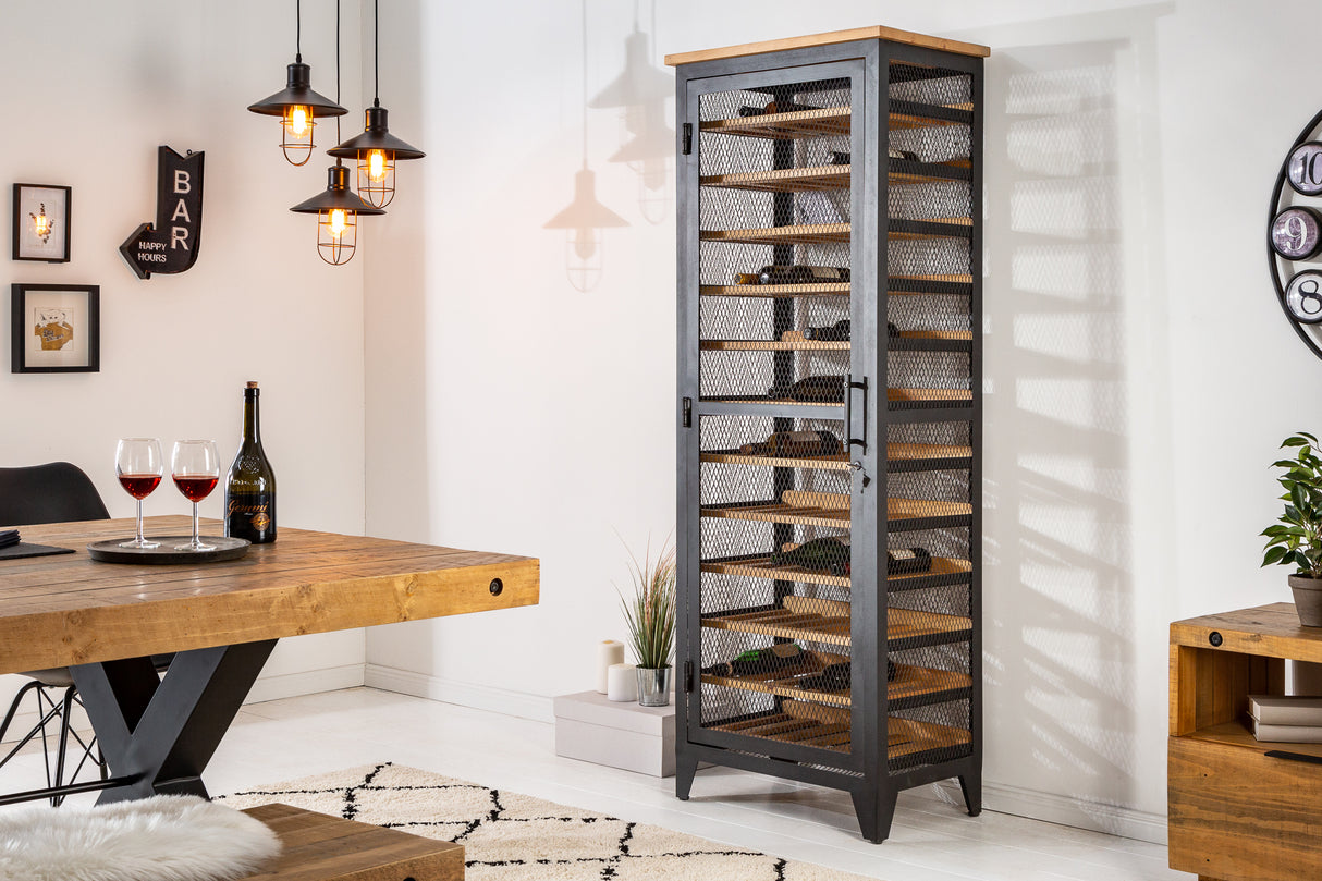 Weinschrank BODEGA 185cm für 72 Flaschen Kiefernholz grau