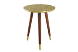 Side table ALCASAR 50cm mango wood and coated metal antique gold