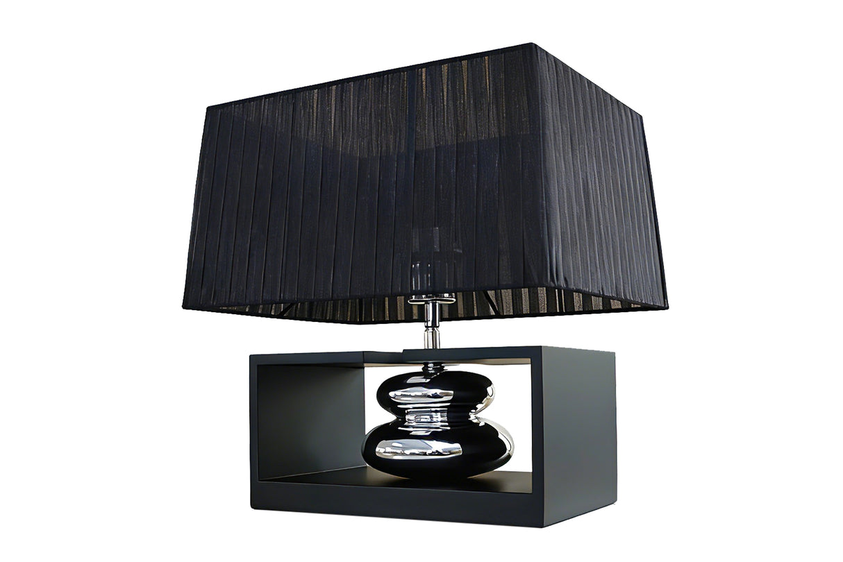 Tischleuchte GRACIA 35cm m/ verstellbarem Lampenschirm schwarz-silber