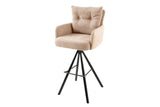 Barhocker BIG GEORGE mit Armlehnen Flachgewebe Samt champagnerbeige drehbar