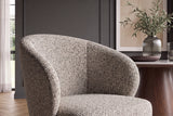 Swivel chair WALKÜRE 180° auto-return w/ armrests spring core textured fabric beige brown