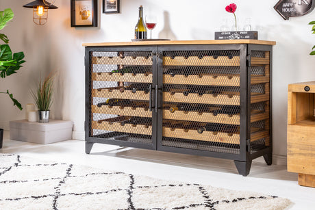 Weinschrank BODEGA 130cm für 55 Flaschen Kiefernholz natur