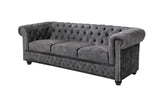 Sofa CHESTERFIELD 205cm 3-Sitzer Samt grau