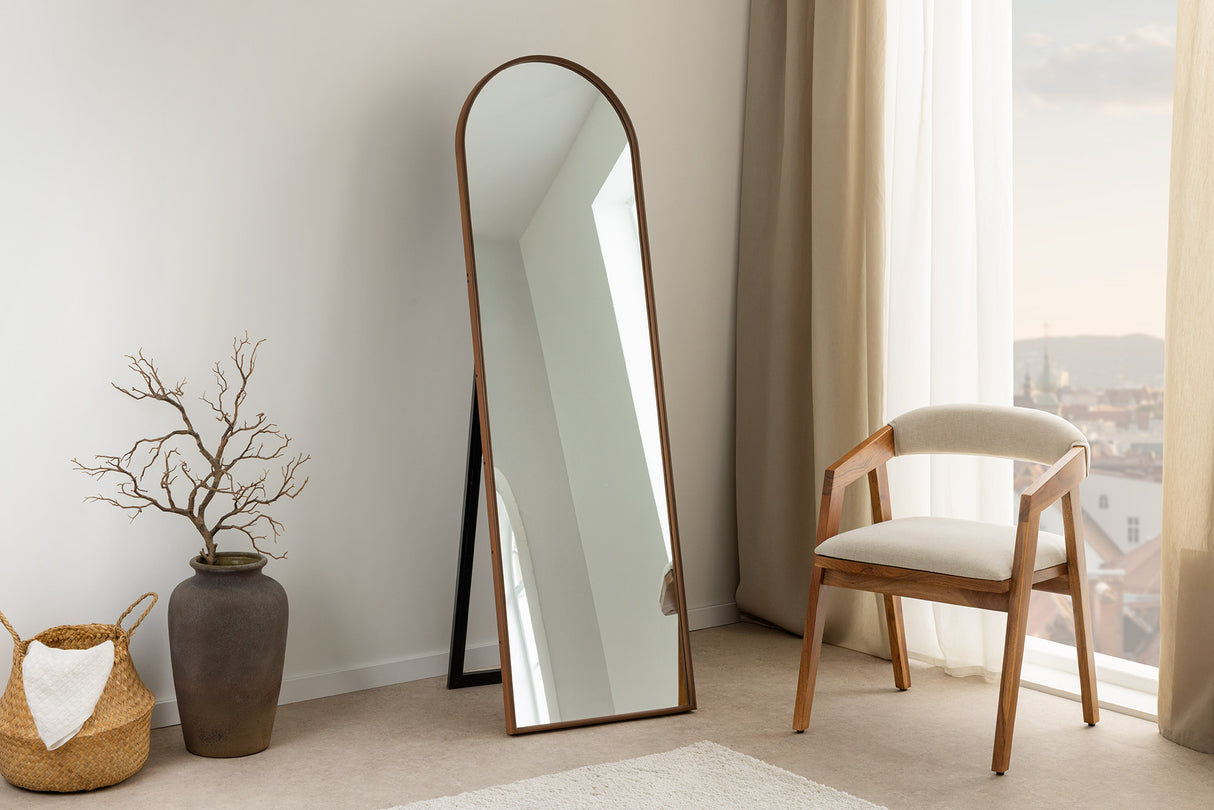 Standing mirror PORTRAIT 165cm walnut wood veneered