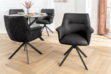 Swivel chair LE GRAND rotatable 180° w/ armrests textured cloth and leather black