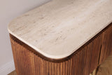 TV-Board GATSBY 160cm retro style mango wood travertine top brown gold
