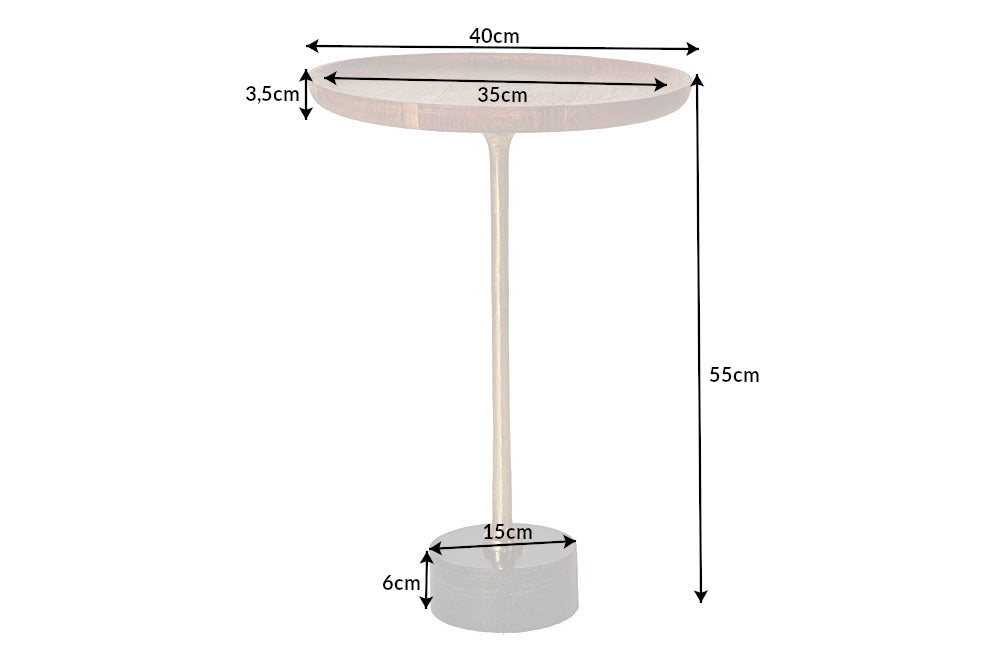 Side table TRAYFUL 55cm round 40cm cacia top and marble base