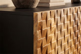 Sideboard SHADES 180cm 3D-Front Mangoholz mehrfarbig braun mit schwarzem Metallgestell