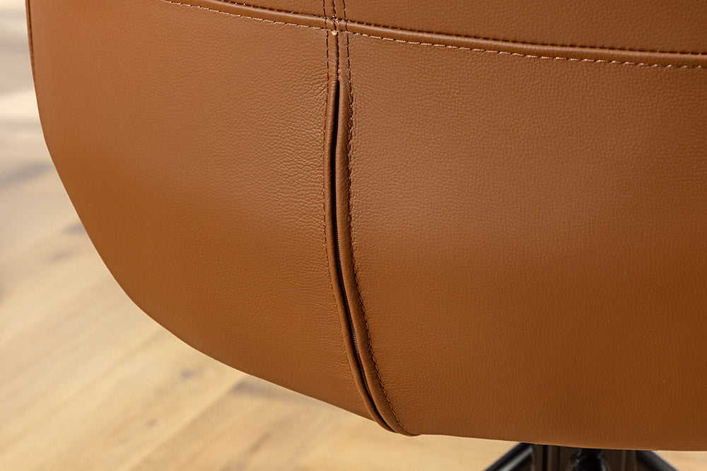 Swivel chair SIGNATURE 360° w/ armrests spring core leather cognac rotatable